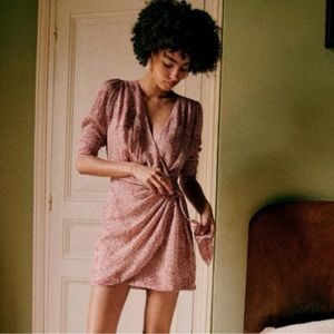 NWT Sezane Robe Noemia Dress in Red Mosaic